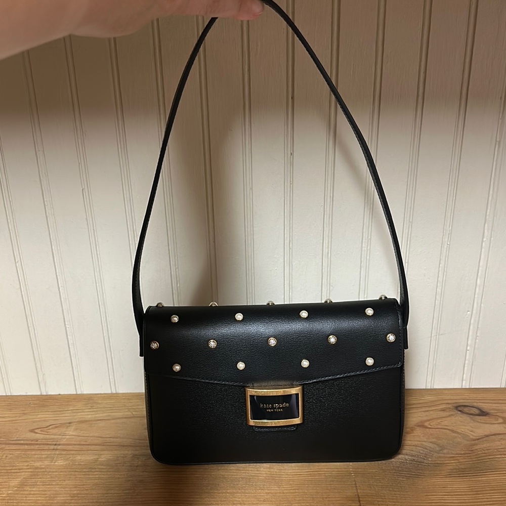 NWOT Kate Spade Black Metallic Accent Shoulder Bag